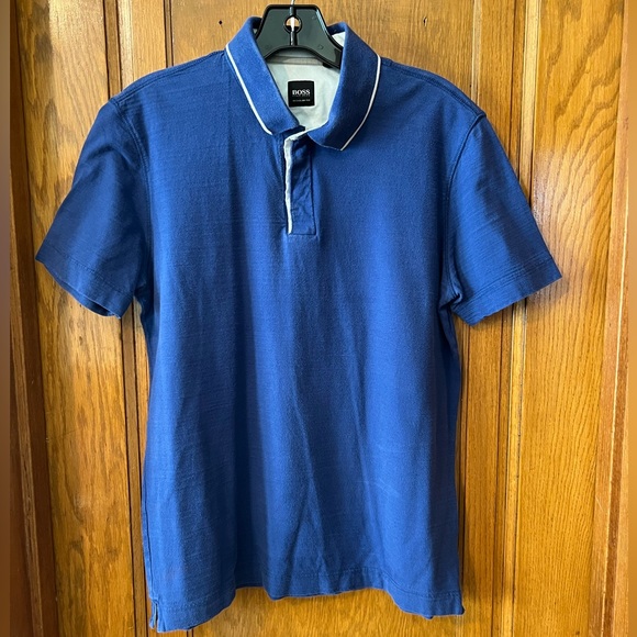 COPY - Hugo Boss Men’s Blue Regular Fit Short Sleeve Polo Shirt Size Medium - Picture 1 of 7